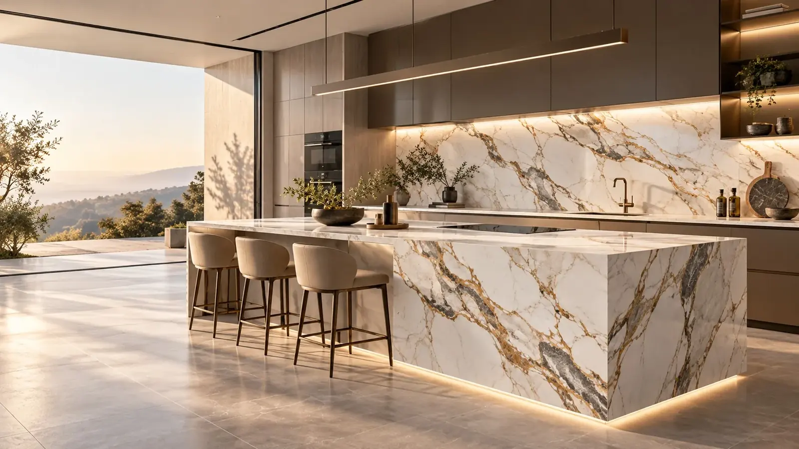Aplikasi sintered stone pada countertop dapur